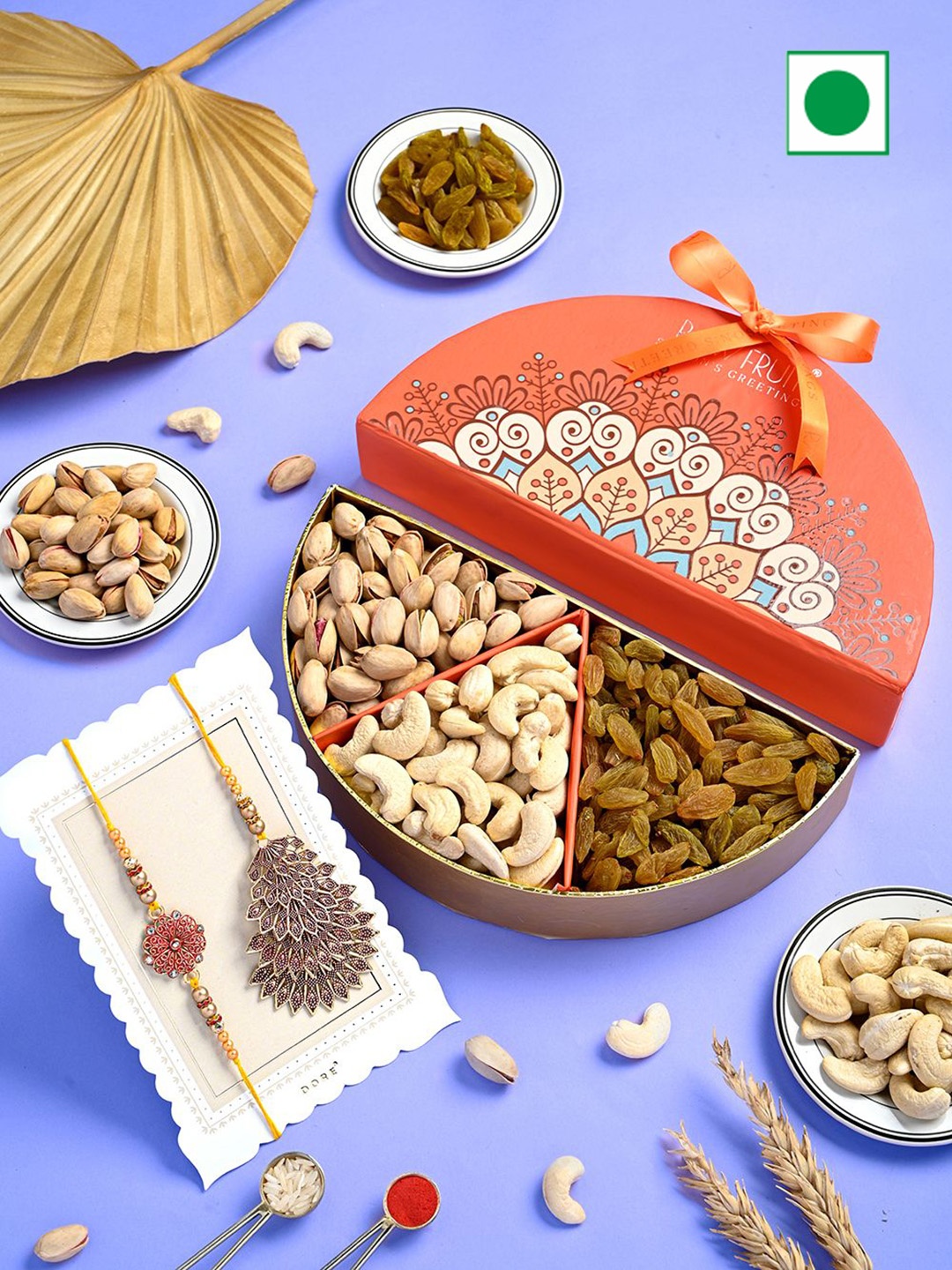 RawFruit Rakshabandhan Special Bhaiya Bhabhi Rakhi & Dry Fruits Gift Set, Orange
RawFruit Rakshabandhan Special Bhaiya Bhabhi Rakhi & Dry Fruits Gift Set, Orange