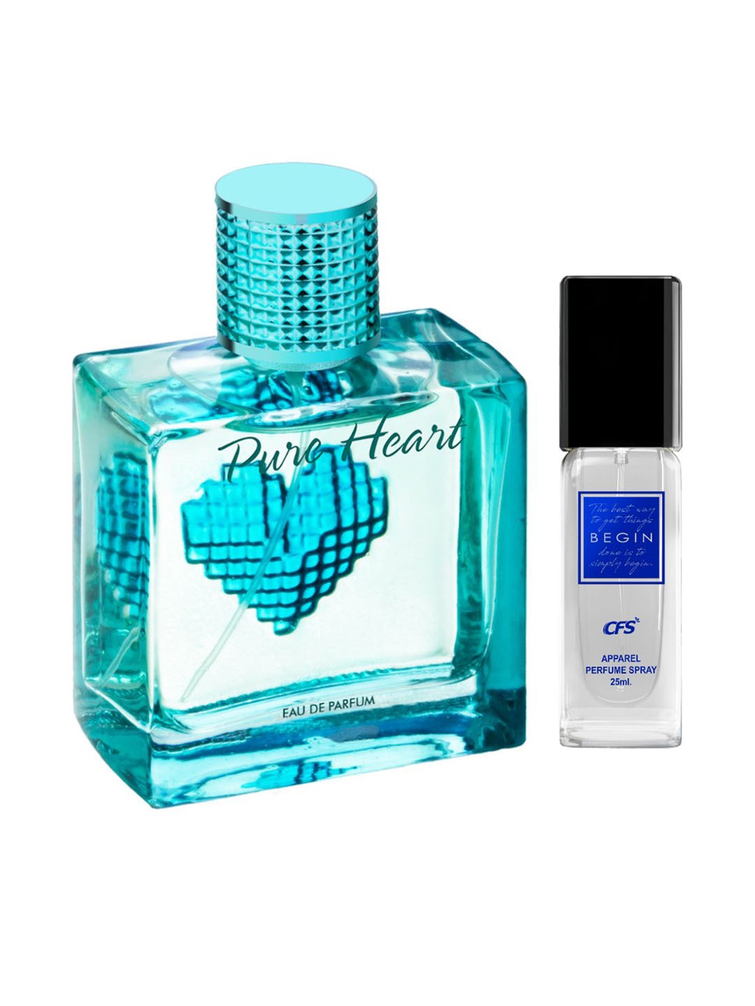 CFS Set of Pure Heart Eau De Parfum & Begin Perfume Spray - 100ml + 25ml, Turquoise blue
CFS Set of Pure Heart Eau De Parfum & Begin Perfume Spray - 100ml + 25ml, Turquoise blue