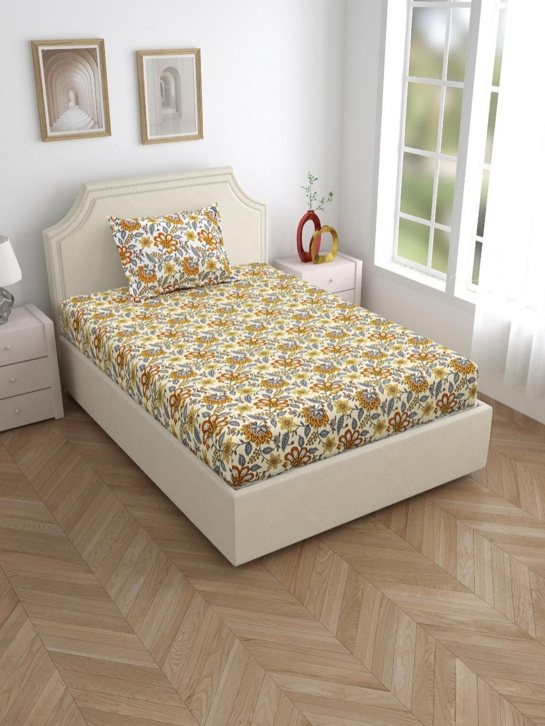 Salona Bichona Mustard Floral Pure Cotton 120 TC Single Bedsheet with 1 Pillow Covers
Salona Bichona Mustard Floral Pure Cotton 120 TC Single Bedsheet with 1 Pillow Covers