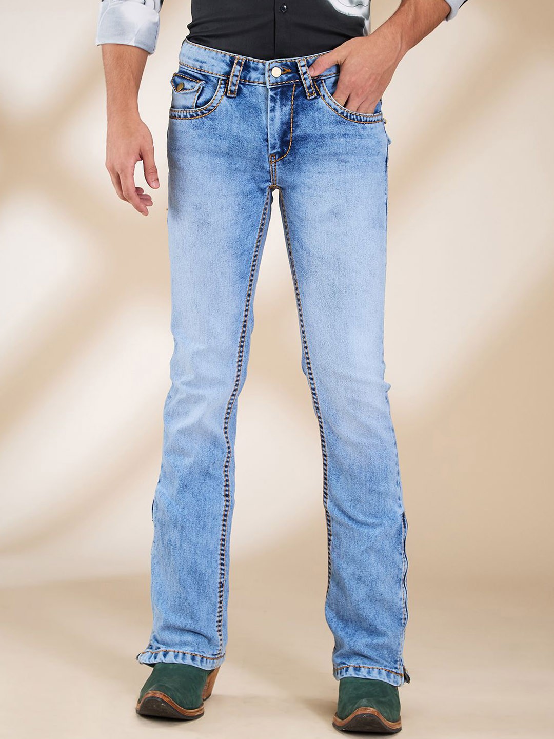 mode de base Men Bootcut Clean Look Low-Rise Heavy Fade Stretchable Jeans, Turquoise blue
mode de base Men Bootcut Clean Look Low-Rise Heavy Fade Stretchable Jeans, Turquoise blue