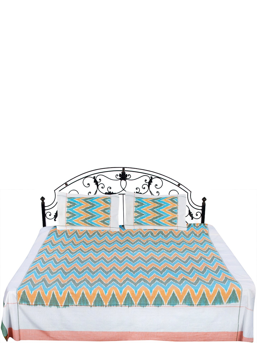 Exotic India Cream-Coloured & Green Geometric 300 TC Queen Bedsheet with 2 Pillow Covers
Exotic India Cream-Coloured & Green Geometric 300 TC Queen Bedsheet with 2 Pillow Covers