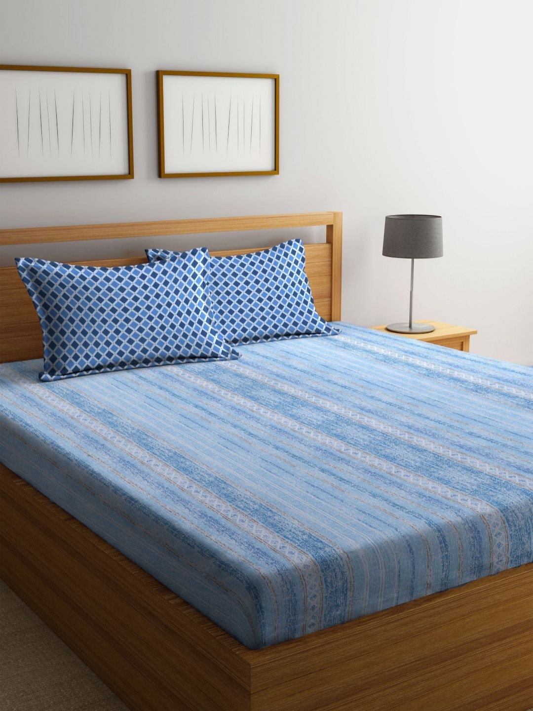 BOMBAY DYEING Blue & White Geometric 104 TC Cotton Queen Bedsheet with 2 Pillow Covers
BOMBAY DYEING Blue & White Geometric 104 TC Cotton Queen Bedsheet with 2 Pillow Covers