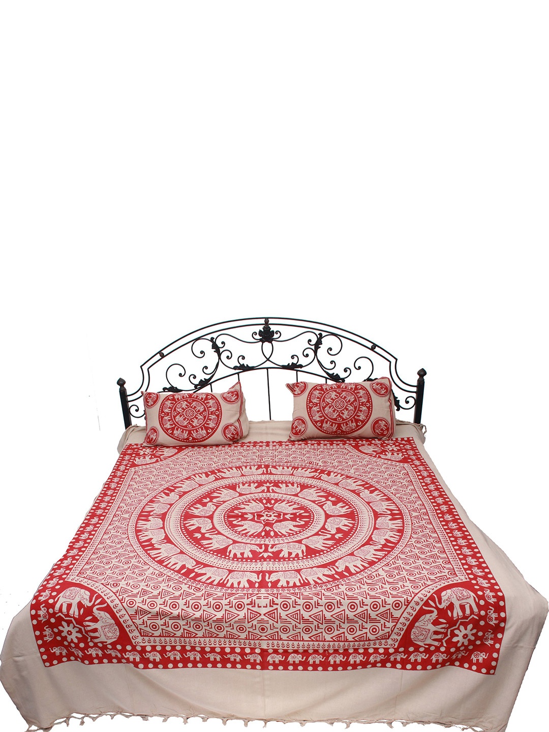 Exotic India Red & White Ethnic Motifs Cotton 300 TC Queen Bedsheet with 2 Pillow Covers
Exotic India Red & White Ethnic Motifs Cotton 300 TC Queen Bedsheet with 2 Pillow Covers