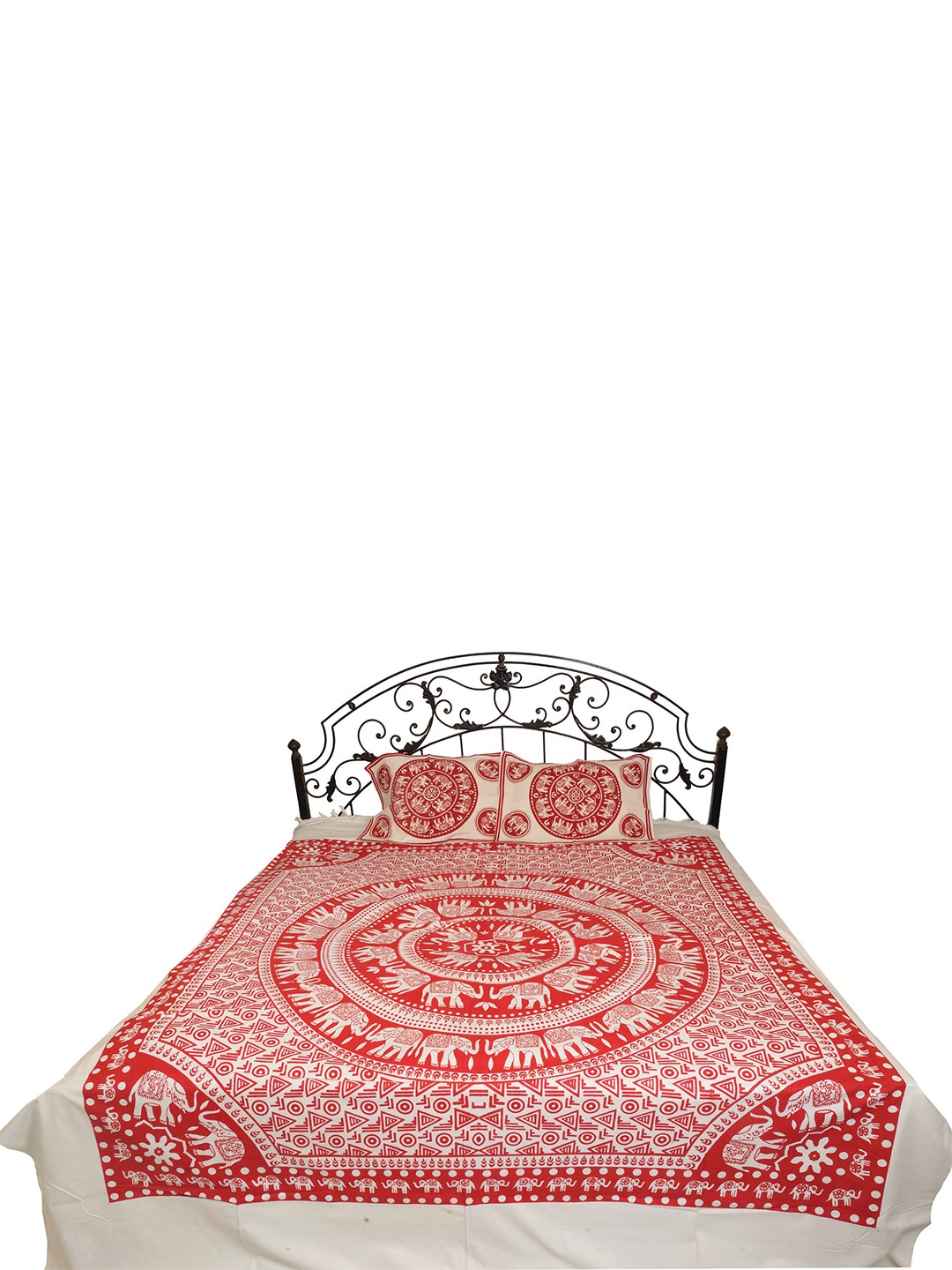 Exotic India Red & White Ethnic Motifs 300 TC Cotton Queen Bedsheet With 2 Pillow Covers
Exotic India Red & White Ethnic Motifs 300 TC Cotton Queen Bedsheet With 2 Pillow Covers