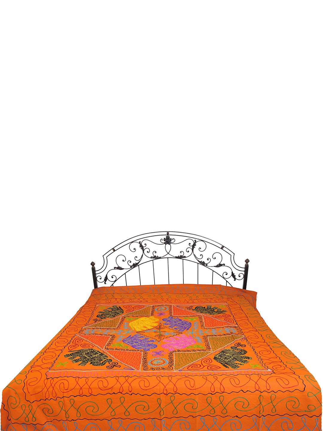 Exotic India Orange Ethnic Motifs 300 TC Cotton Double Queen Bedsheet - 2.31 m X 2.31 m
Exotic India Orange Ethnic Motifs 300 TC Cotton Double Queen Bedsheet - 2.31 m X 2.31 m