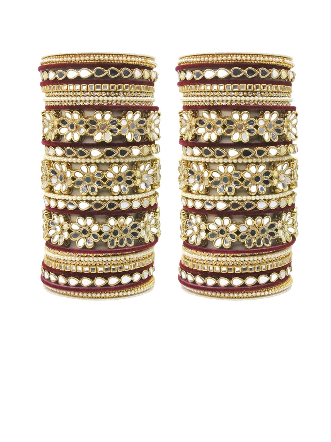 leshya Set of 30 Artificial Stones and Beads Brass Plated Mirror Bridal Bangles, Gold
leshya Set of 30 Artificial Stones and Beads Brass Plated Mirror Bridal Bangles, Gold