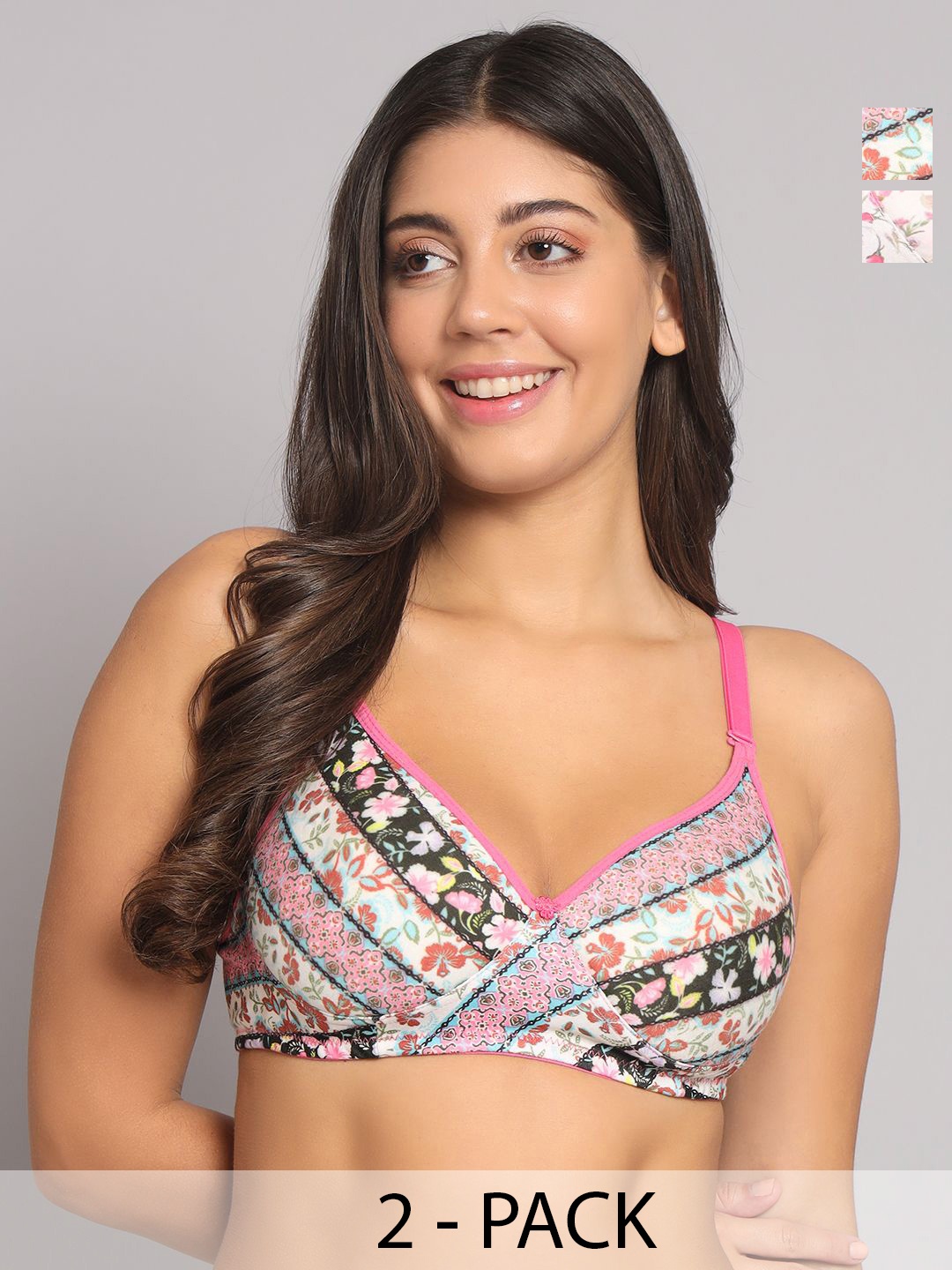 R Cube Pack Of 2 Floral Printed Full Coverage Non Padded Bras With All Day Comfort, White
R Cube Pack Of 2 Floral Printed Full Coverage Non Padded Bras With All Day Comfort, White