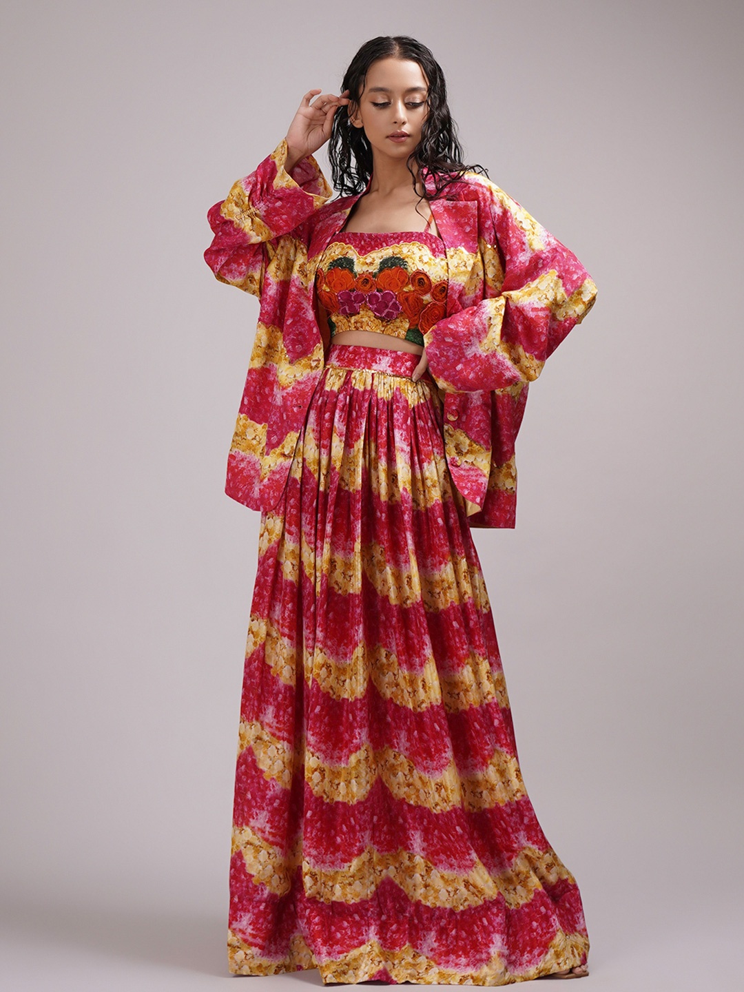 Breathe by Aakanksha Singh Printed Made to Measure Lehenga Choli With Jacket, Pink
Breathe by Aakanksha Singh Printed Made to Measure Lehenga Choli With Jacket, Pink