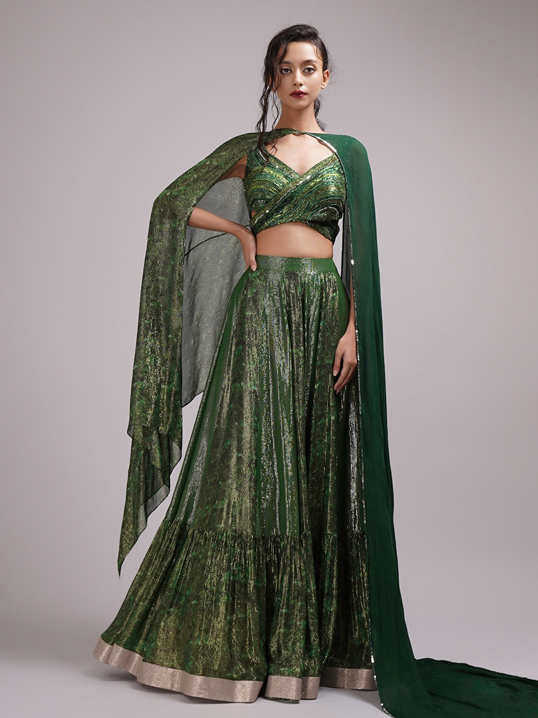 Breathe by Aakanksha Singh Embellished Made to Measure Lehenga & Blouse With Dupatta, Green
Breathe by Aakanksha Singh Embellished Made to Measure Lehenga & Blouse With Dupatta, Green