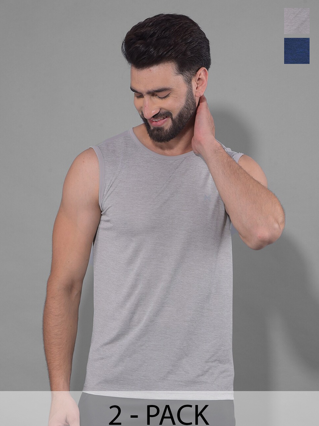 Force NXT Men Pack Of 2 Anti Odour Solid Round Neck Sleeveless Training or Gym T-shirt, Grey
Force NXT Men Pack Of 2 Anti Odour Solid Round Neck Sleeveless Training or Gym T-shirt, Grey