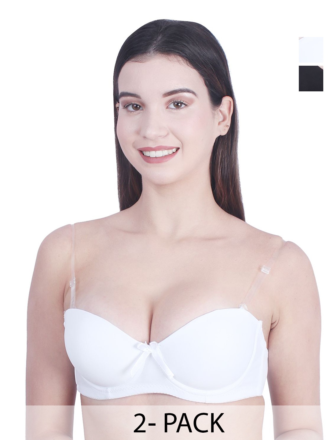 BRACHY Pack Of 2 Medium Coverage Underwired Heavily Padded Bras With All Day Comfort, White
BRACHY Pack Of 2 Medium Coverage Underwired Heavily Padded Bras With All Day Comfort, White