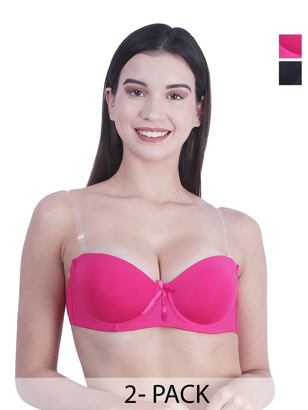 BRACHY Pack Of 2 Medium Coverage Underwired Heavily Padded Bras With All Day Comfort, Black
BRACHY Pack Of 2 Medium Coverage Underwired Heavily Padded Bras With All Day Comfort, Black