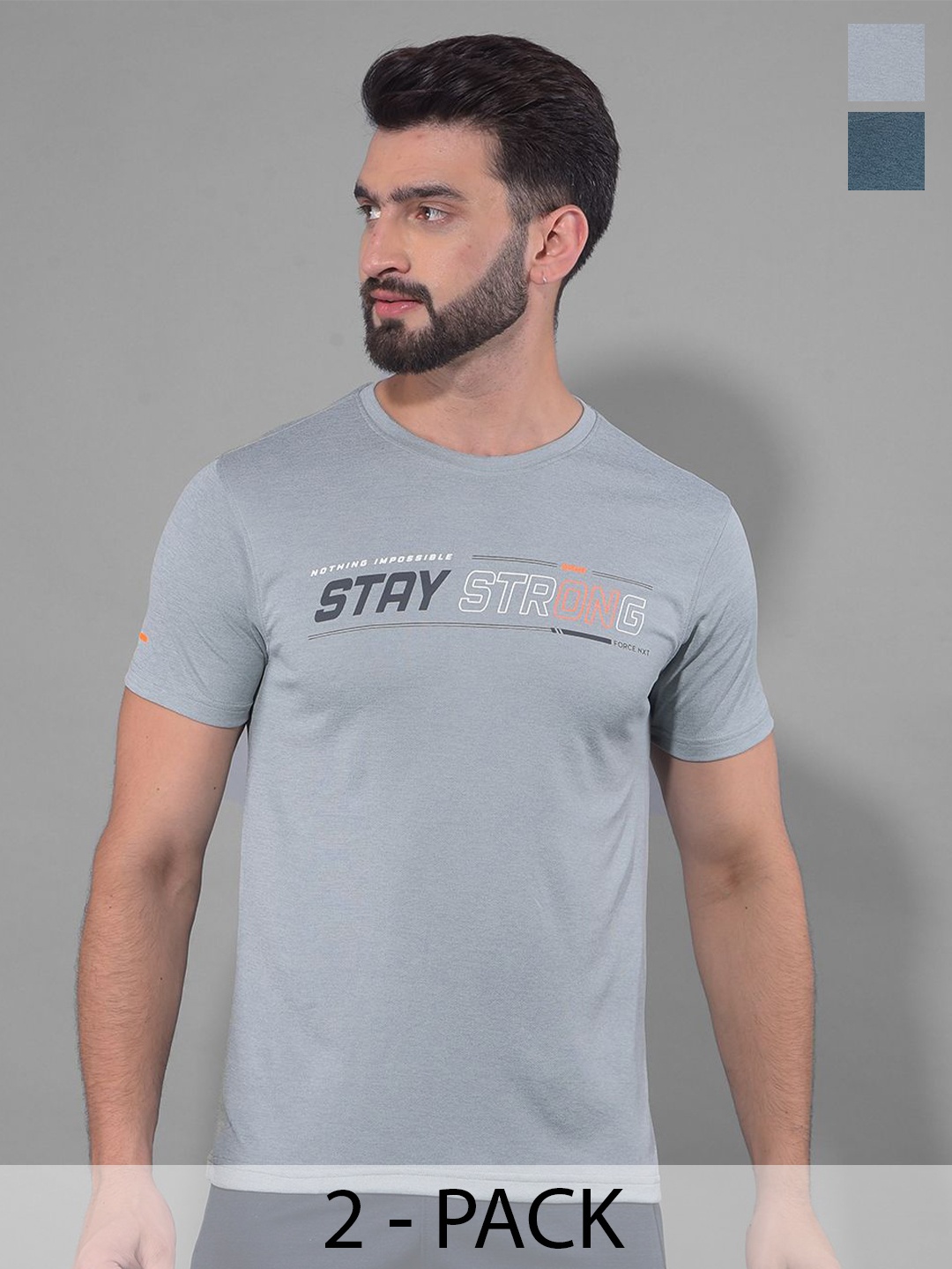 Force NXT Men Pack Of 2 Anti Odour Typography Printed Round Neck Training or Gym T-shirt, Grey
Force NXT Men Pack Of 2 Anti Odour Typography Printed Round Neck Training or Gym T-shirt, Grey