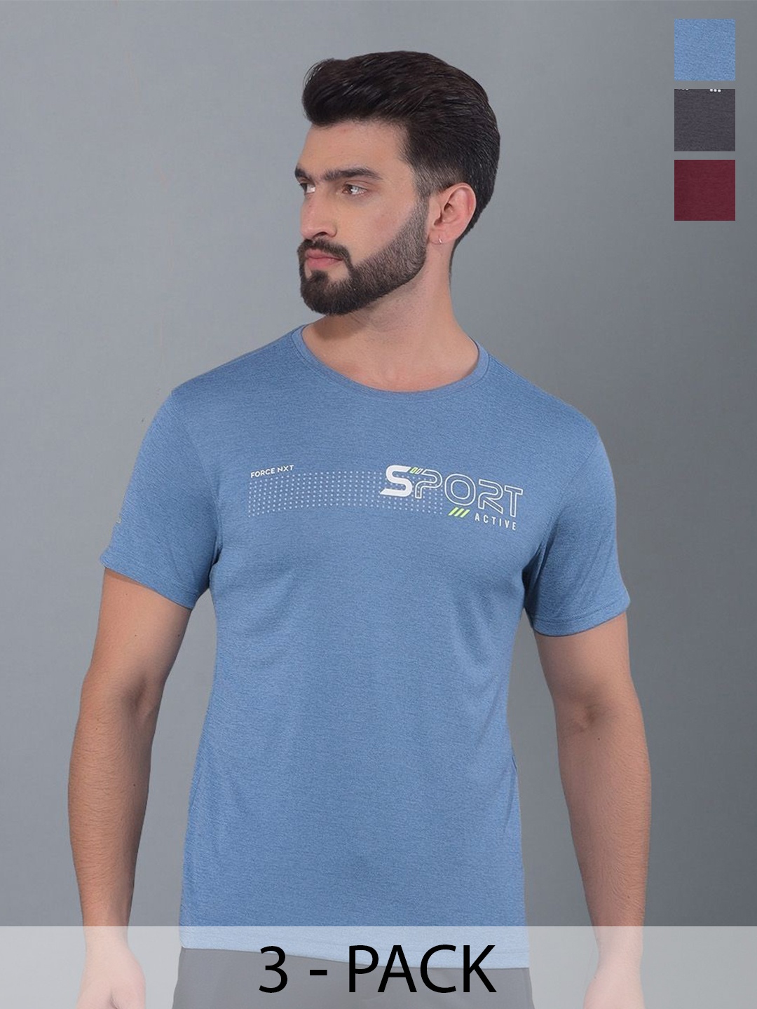 Force NXT Men Pack Of 2 Anti Odour Typography Printed Round Neck Training or Gym T-shirt, Blue
Force NXT Men Pack Of 2 Anti Odour Typography Printed Round Neck Training or Gym T-shirt, Blue