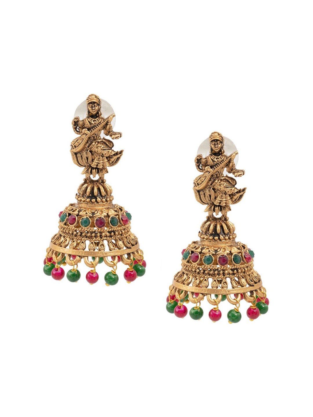 Shining Jewel - By Shivansh Gold-Plated Artificial Beads Temple Jhumkas Earrings, Multi
Shining Jewel - By Shivansh Gold-Plated Artificial Beads Temple Jhumkas Earrings, Multi