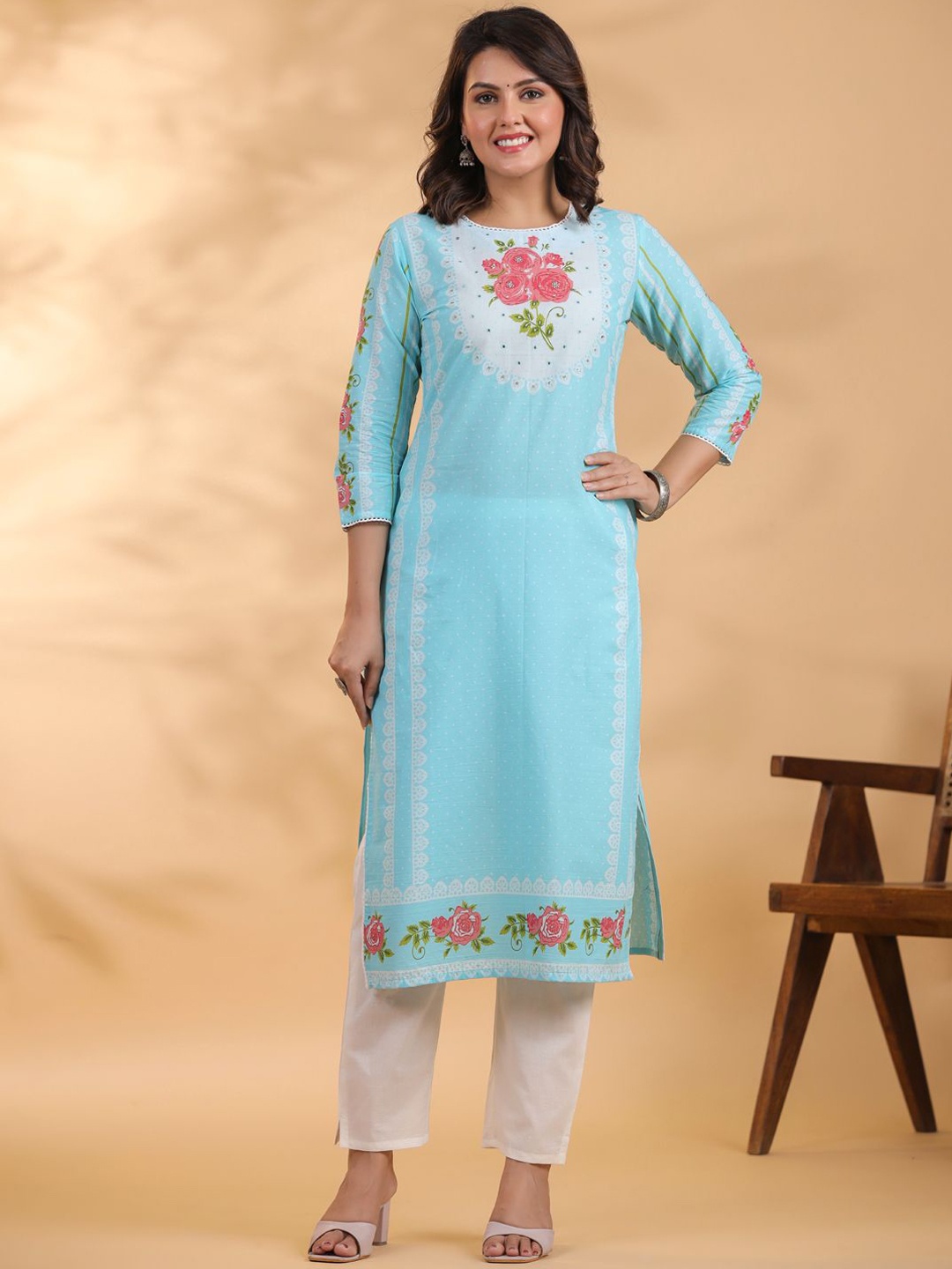 Readiprint Fashions Floral Printed Pure Cotton Kurta With Palazzos & Dupatta, Blue
Readiprint Fashions Floral Printed Pure Cotton Kurta With Palazzos & Dupatta, Blue
