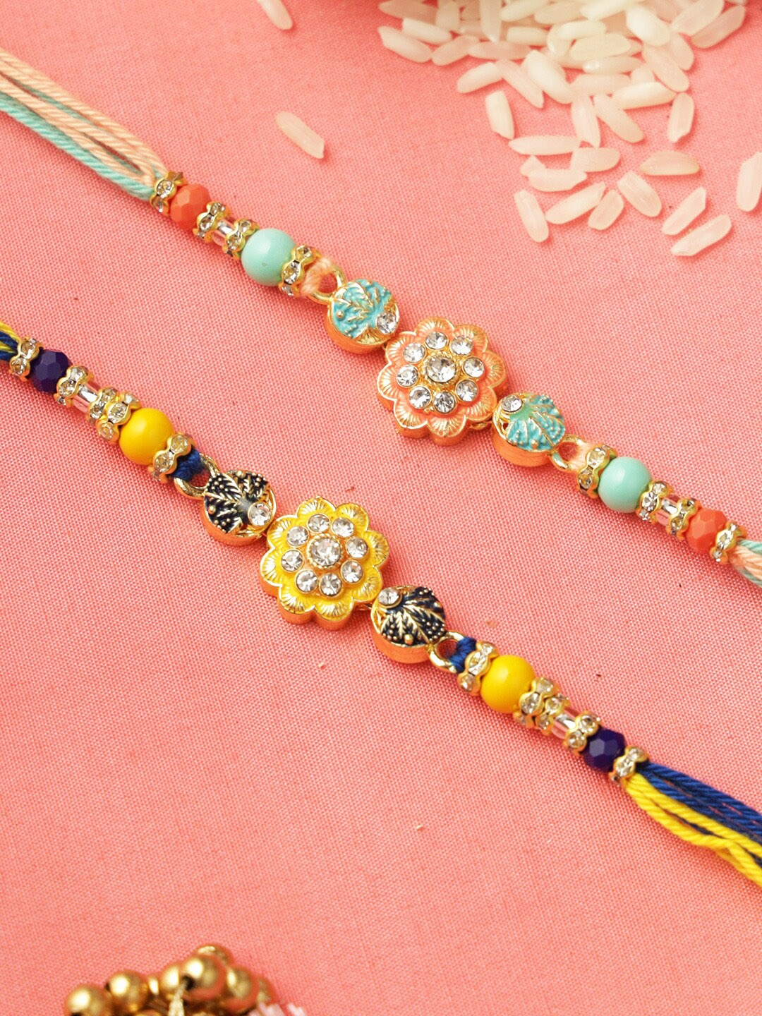 Aapno Rajasthan Set Of 2 Stone Studded & Beaded Rakhis With Roli Chawal & Greetings Card, Blue
Aapno Rajasthan Set Of 2 Stone Studded & Beaded Rakhis With Roli Chawal & Greetings Card, Blue