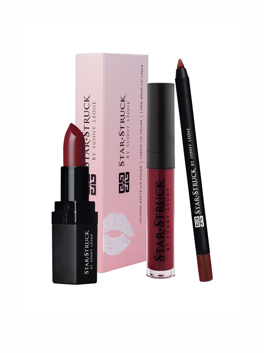 STARSTRUCK BY SUNNY LEONE Set Of 3 Lipstick, Lip Gloss & Lip Liner Combo - Starry Night, Maroon
STARSTRUCK BY SUNNY LEONE Set Of 3 Lipstick, Lip Gloss & Lip Liner Combo - Starry Night, Maroon