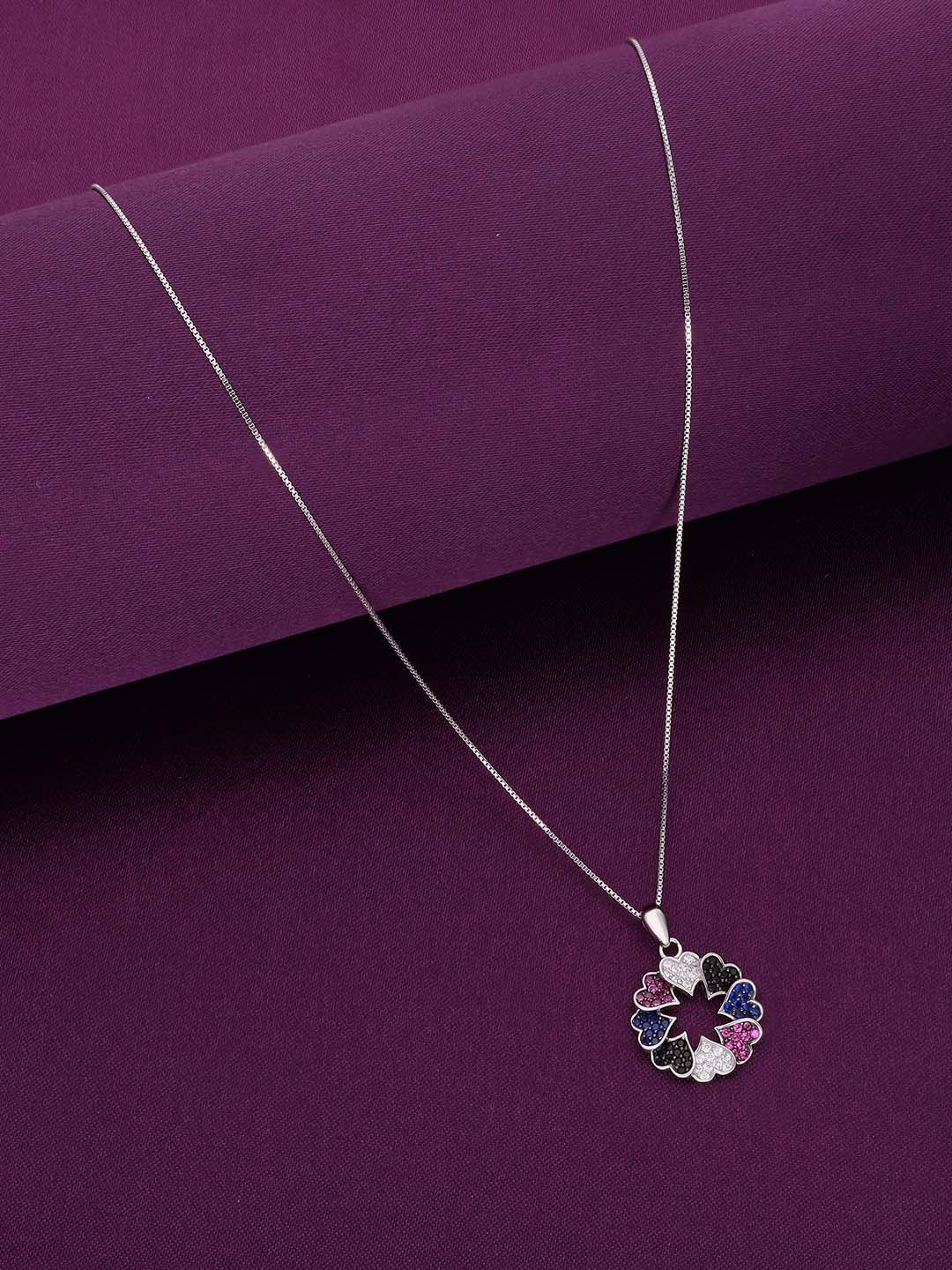 KAI JEWEL 92.5 Sterling Silver Rhodium-Plated Cubic Zirconia Heart Shaped Pendant & Chain
KAI JEWEL 92.5 Sterling Silver Rhodium-Plated Cubic Zirconia Heart Shaped Pendant & Chain