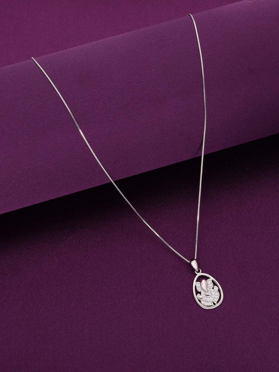 KAI JEWEL 92.5 Sterling Silver Rhodium-Plated Cubic Zirconia Ganesha Pendant with Chain
KAI JEWEL 92.5 Sterling Silver Rhodium-Plated Cubic Zirconia Ganesha Pendant with Chain