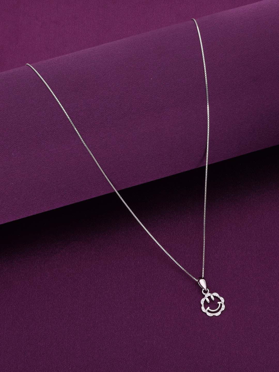 KAI JEWEL 92.5 Sterling Silver Rhodium-Plated Cubic Zirconia Smile Face Pendant with Chain
KAI JEWEL 92.5 Sterling Silver Rhodium-Plated Cubic Zirconia Smile Face Pendant with Chain