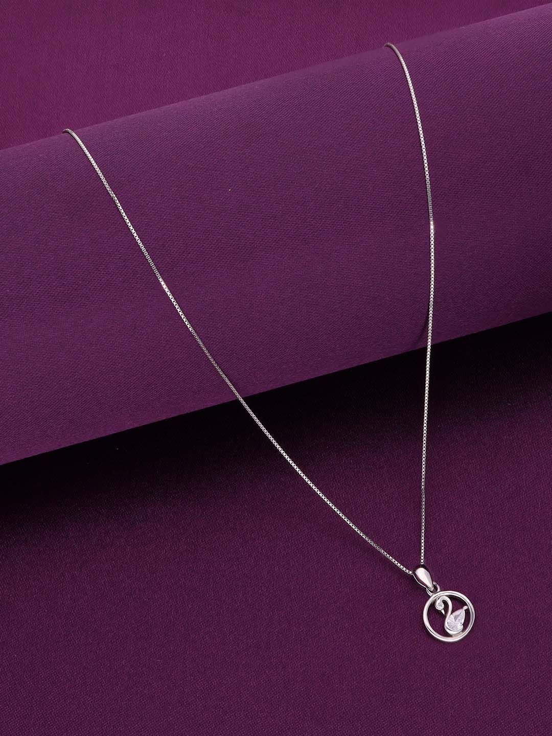 KAI JEWEL 925 Sterling Silver Rhodium-Plated CZ Stone Studded Pendant With Chain
KAI JEWEL 925 Sterling Silver Rhodium-Plated CZ Stone Studded Pendant With Chain