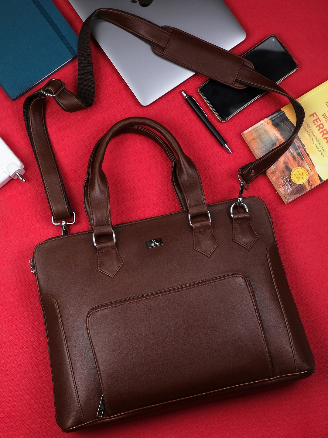 K London 15 Inch Slim Black Vegan Leather Expandable Women Laptop Messenger Bag, Brown
K London 15 Inch Slim Black Vegan Leather Expandable Women Laptop Messenger Bag, Brown