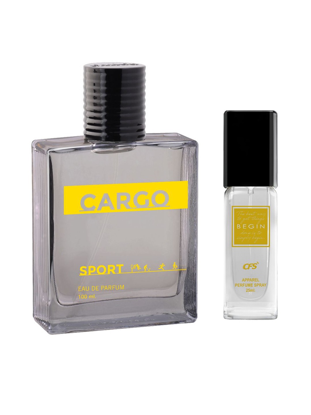 CFS Cargo Sport Long Lasting Eau De Parfum 100ml & Begin Apparel Perfume Spray 25ml, Grey
CFS Cargo Sport Long Lasting Eau De Parfum 100ml & Begin Apparel Perfume Spray 25ml, Grey