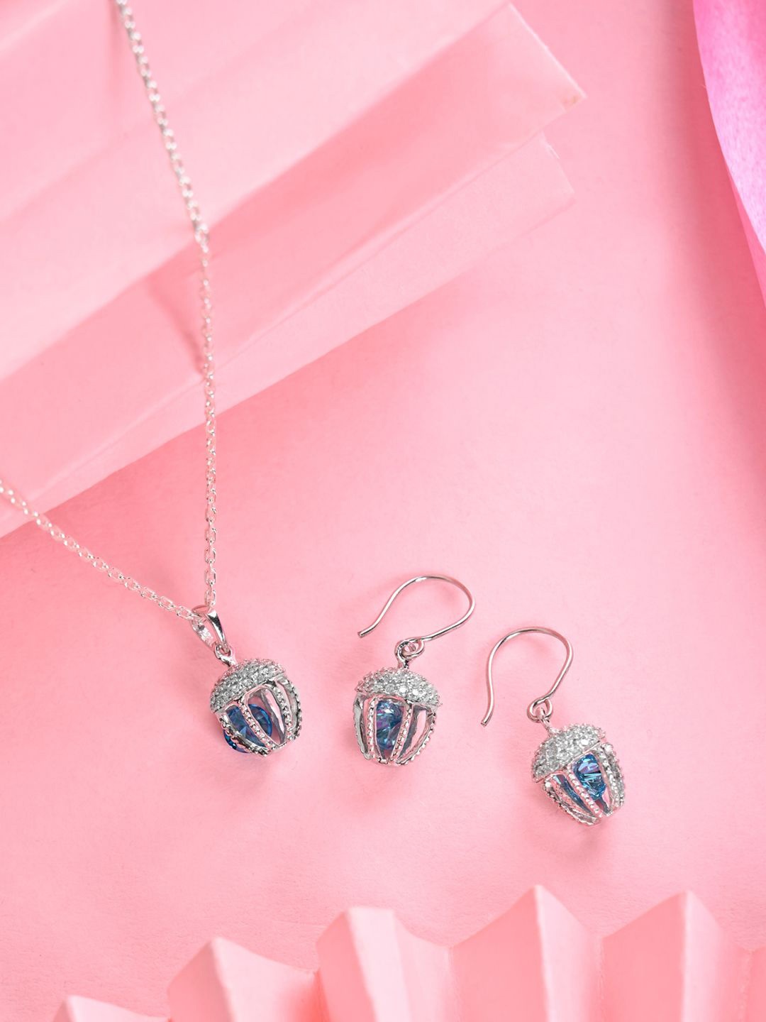 Clara 925 Sterling Silver Rhodium-Plated Cubic Zirconia Studded Necklace with Earrings
Clara 925 Sterling Silver Rhodium-Plated Cubic Zirconia Studded Necklace with Earrings