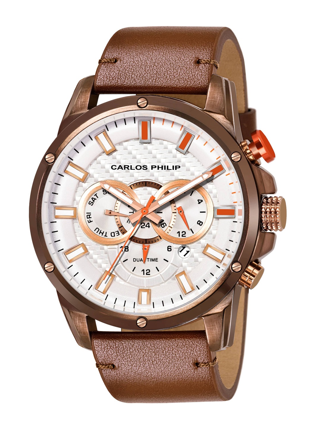 CARLOS PHILIP Men Brass Dial & Leather Straps Analogue Watch Prominent Series 2277 - 5, Brown
CARLOS PHILIP Men Brass Dial & Leather Straps Analogue Watch Prominent Series 2277 - 5, Brown