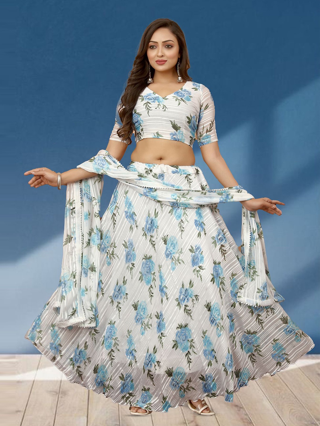 N ENTERPRISE Printed Semi-Stitched Lehenga & Unstitched Blouse With Dupatta, Grey
N ENTERPRISE Printed Semi-Stitched Lehenga & Unstitched Blouse With Dupatta, Grey