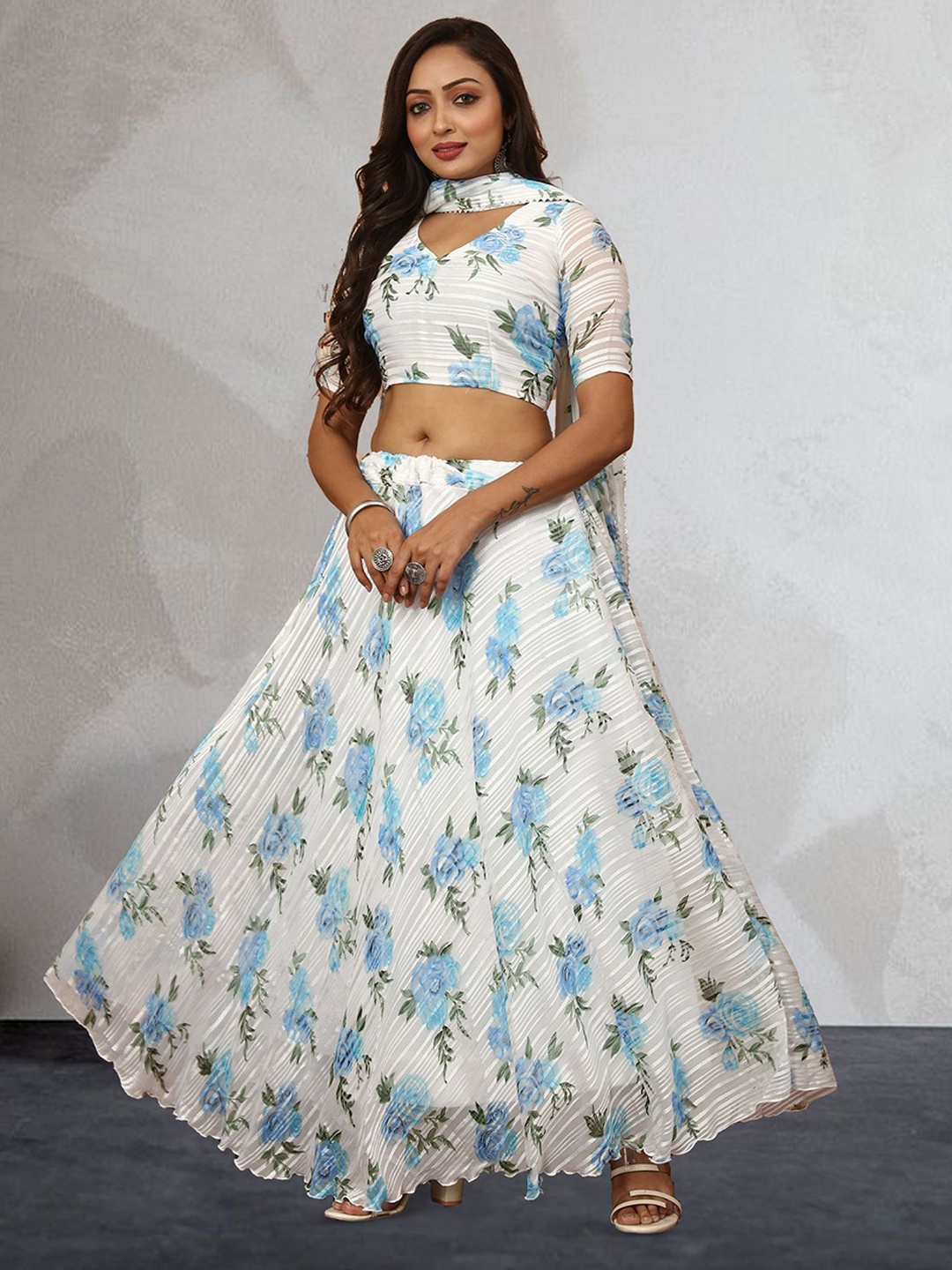 N ENTERPRISE Printed Semi-Stitched Lehenga & Unstitched Blouse With Dupatta, White
N ENTERPRISE Printed Semi-Stitched Lehenga & Unstitched Blouse With Dupatta, White