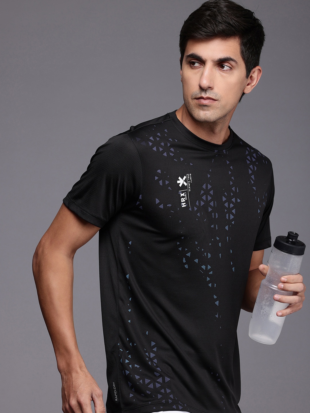 HRX by Hrithik Roshan Trail Trackers Rapid-Dry Antimicrobial Printed Running T-shirt, Black
HRX by Hrithik Roshan Trail Trackers Rapid-Dry Antimicrobial Printed Running T-shirt, Black
