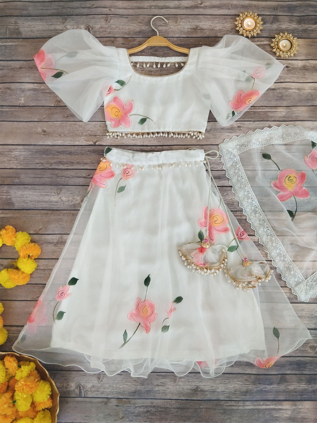 LABEL KANUPRIYA Girls Printed Ready to Wear Organza Lehenga & Blouse With Dupatta, Blue
LABEL KANUPRIYA Girls Printed Ready to Wear Organza Lehenga & Blouse With Dupatta, Blue