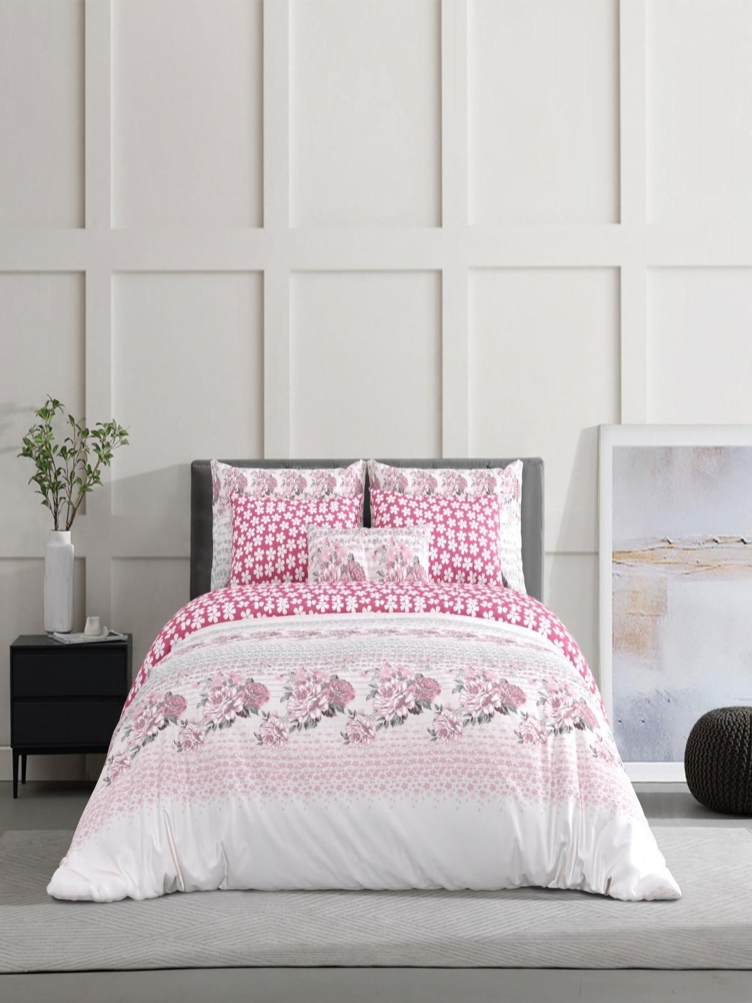 Salona Bichona Pink & White 4 Pieces Floral Cotton Double Queen Superfine Bedding Set
Salona Bichona Pink & White 4 Pieces Floral Cotton Double Queen Superfine Bedding Set
