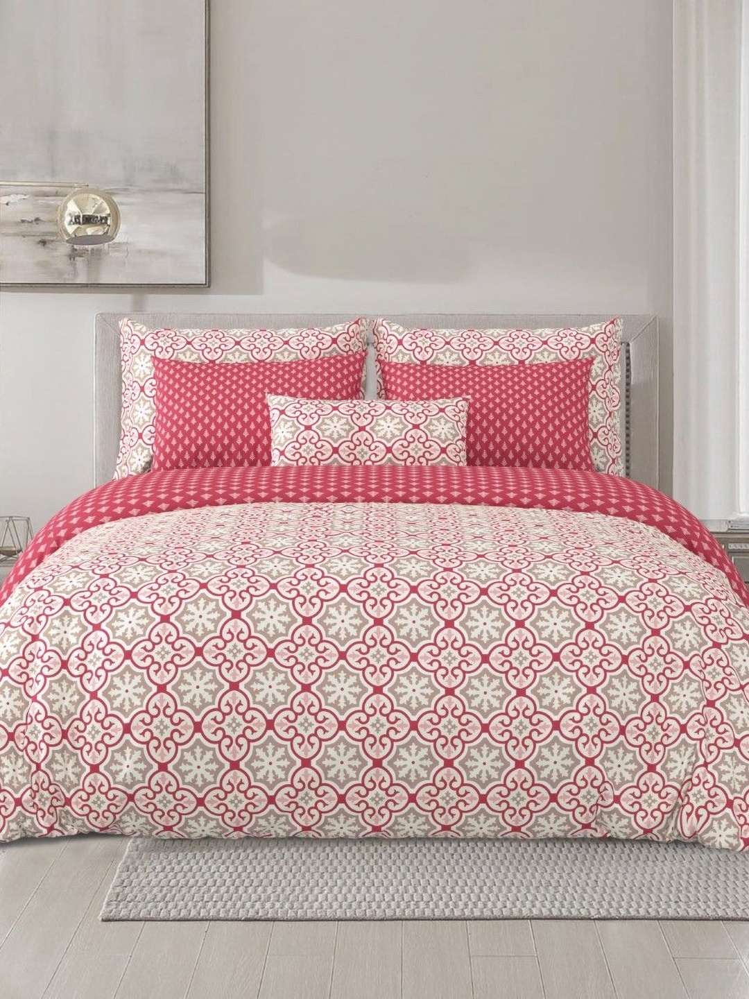 Salona Bichona Pink & White 4 Pieces Floral Cotton Double Queen Superfine Bedding Set
Salona Bichona Pink & White 4 Pieces Floral Cotton Double Queen Superfine Bedding Set