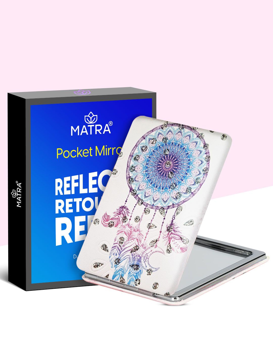 MATRA Compact Portable Foldable Double Sided Pocket Hand Mirror - Dream Catcher, White
MATRA Compact Portable Foldable Double Sided Pocket Hand Mirror - Dream Catcher, White