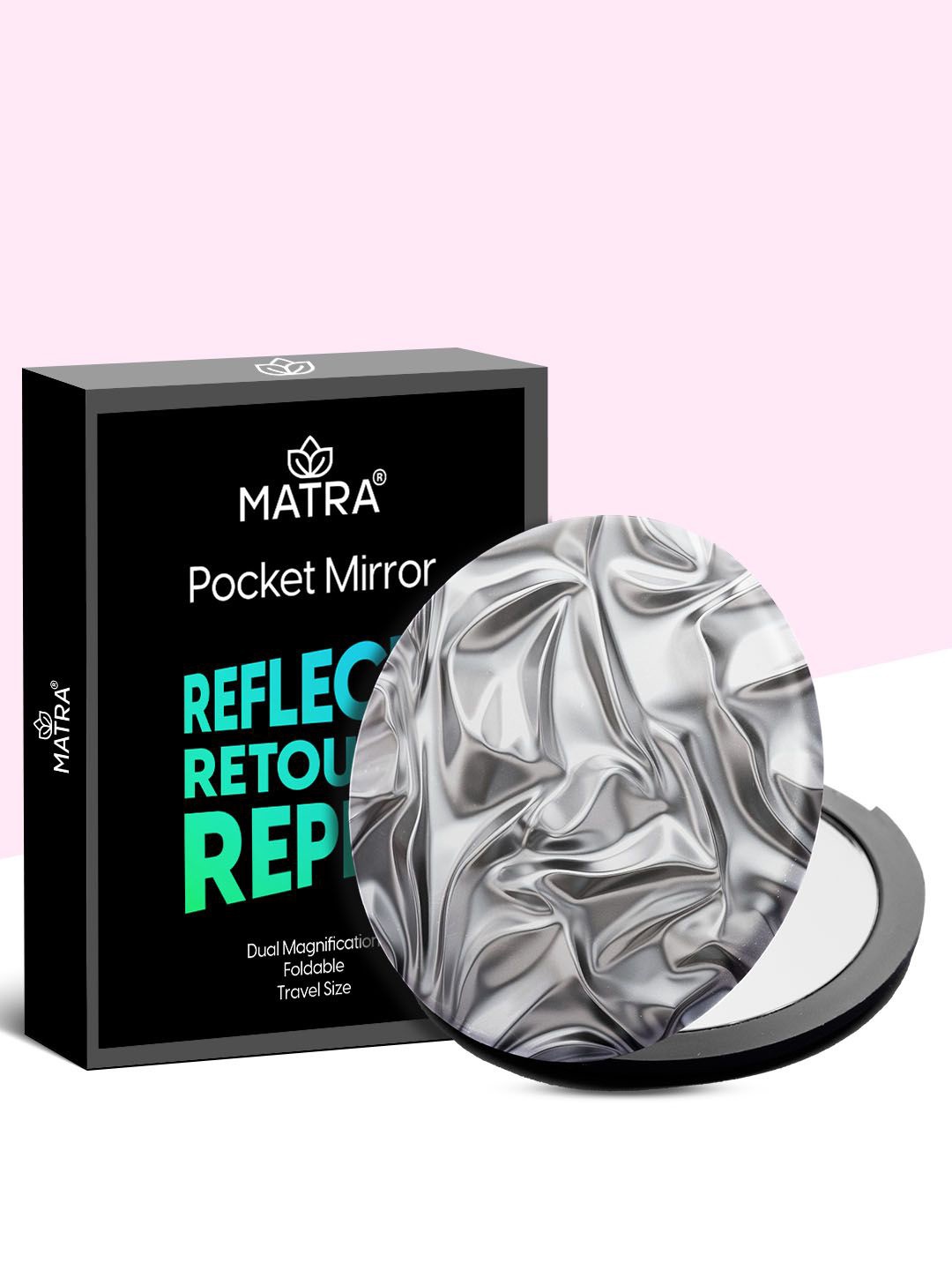 MATRA Compact Makeup Portable Dual-Sided Foldable Round Pocket Hand Mirror - Silver-Toned
MATRA Compact Makeup Portable Dual-Sided Foldable Round Pocket Hand Mirror - Silver-Toned