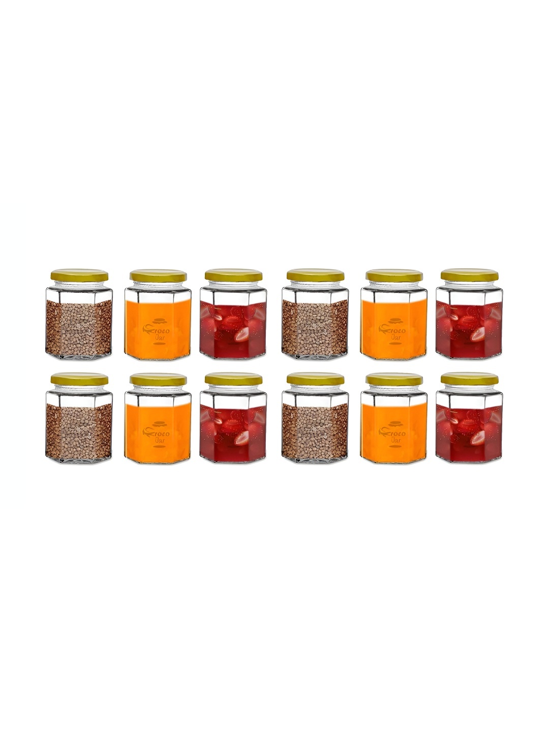 tyche enterprises Set of 12 Transparent Hexagonal Shape Glass Jars & Container-250 ml
tyche enterprises Set of 12 Transparent Hexagonal Shape Glass Jars & Container-250 ml