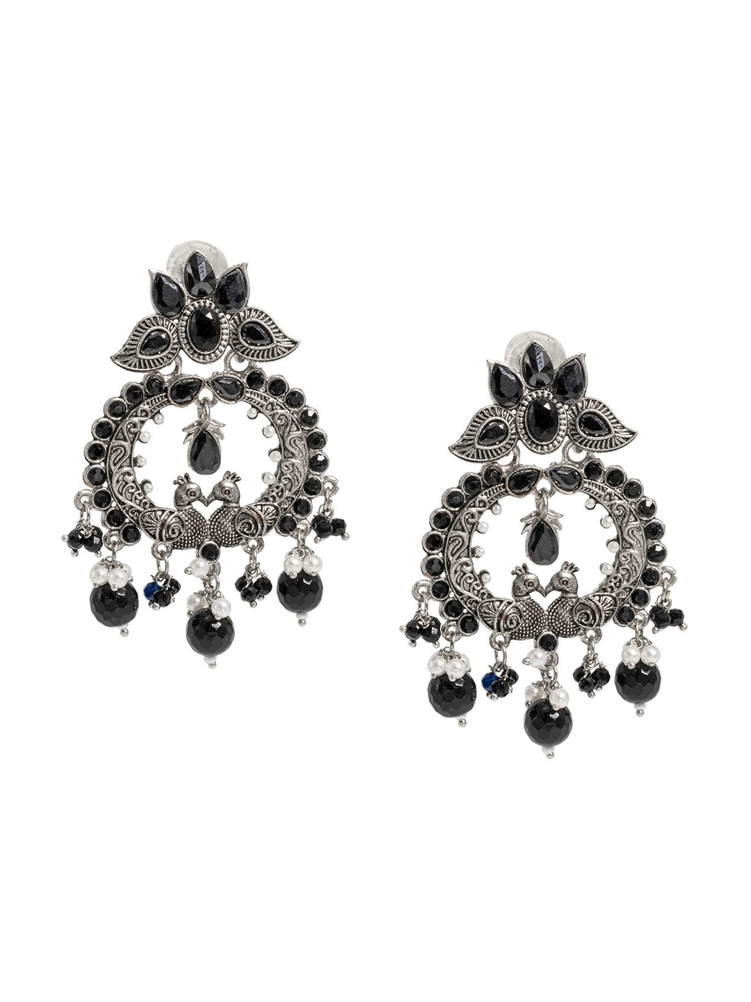 Shining Jewel - By Shivansh Silver-Plated Brass Oxidised Chandbalis Earrings, Black
Shining Jewel - By Shivansh Silver-Plated Brass Oxidised Chandbalis Earrings, Black