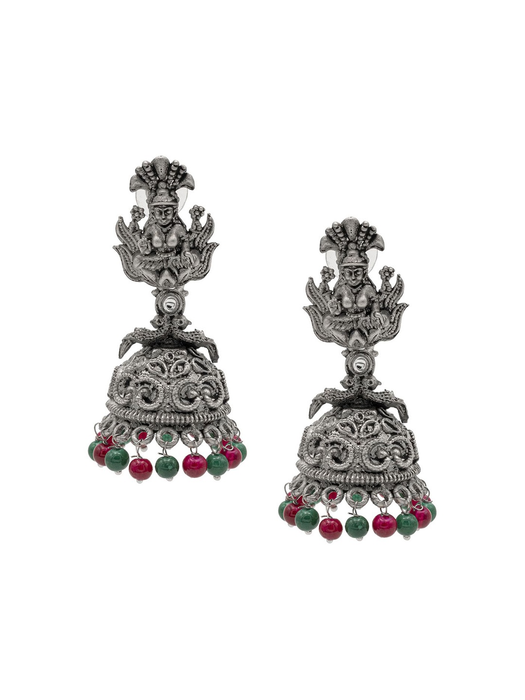 Shining Jewel - By Shivansh Silver-Plated Brass Oxidised Artificial Beads Jhumkas Earrings, Multi
Shining Jewel - By Shivansh Silver-Plated Brass Oxidised Artificial Beads Jhumkas Earrings, Multi