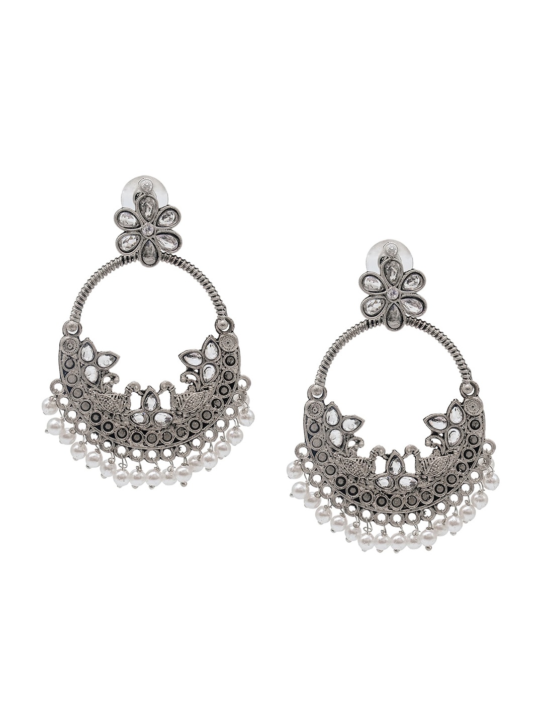 Shining Jewel - By Shivansh Silver-Plated Oxidised Artificial Beads Drop Earrings, White
Shining Jewel - By Shivansh Silver-Plated Oxidised Artificial Beads Drop Earrings, White