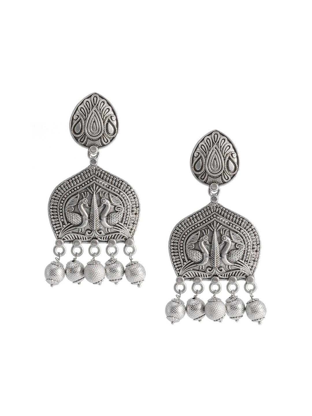 Shining Jewel - By Shivansh Silver-Plated Brass Contemporary Shaped Oxidised Drop Earrings
Shining Jewel - By Shivansh Silver-Plated Brass Contemporary Shaped Oxidised Drop Earrings