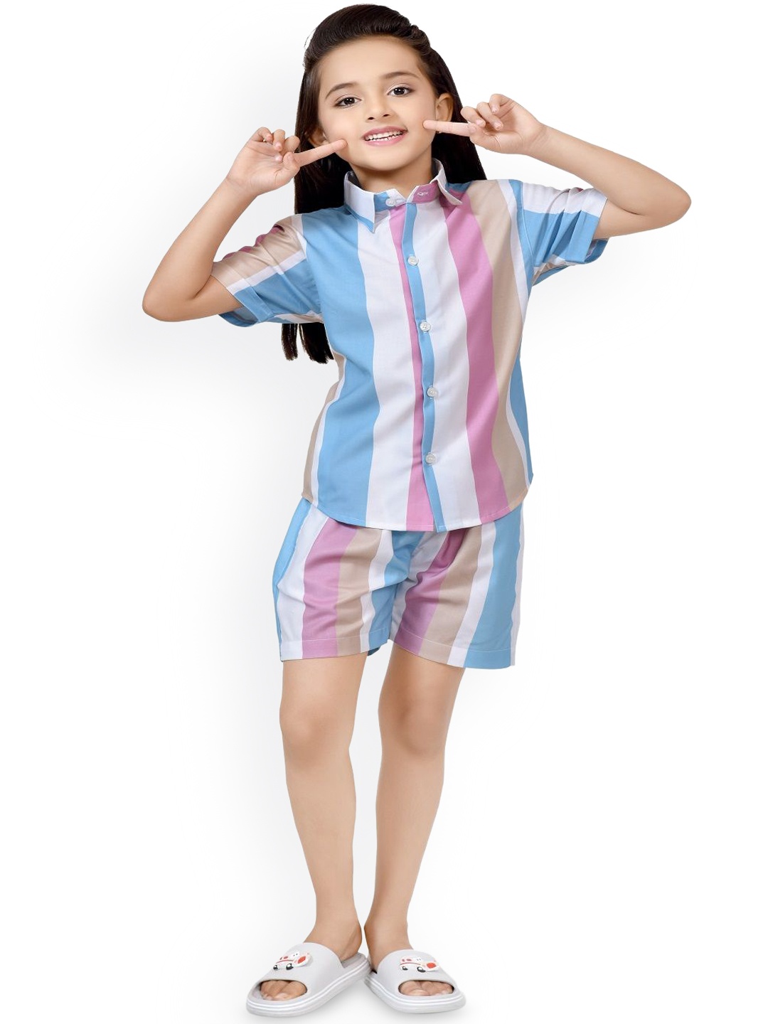BAESD Girls Striped Pure Cotton Clothing Set, Blue