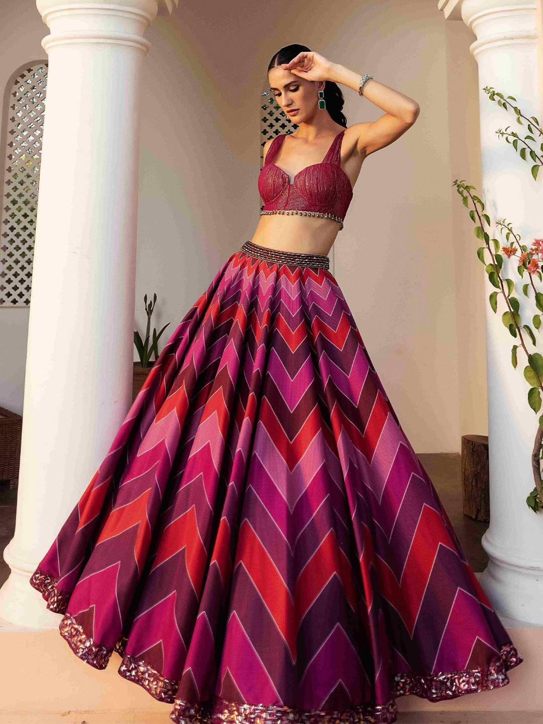 Seeaash Embellished Beads And Stones Made To Measure Lehenga & Blouse With Dupatta, Red
Seeaash Embellished Beads And Stones Made To Measure Lehenga & Blouse With Dupatta, Red