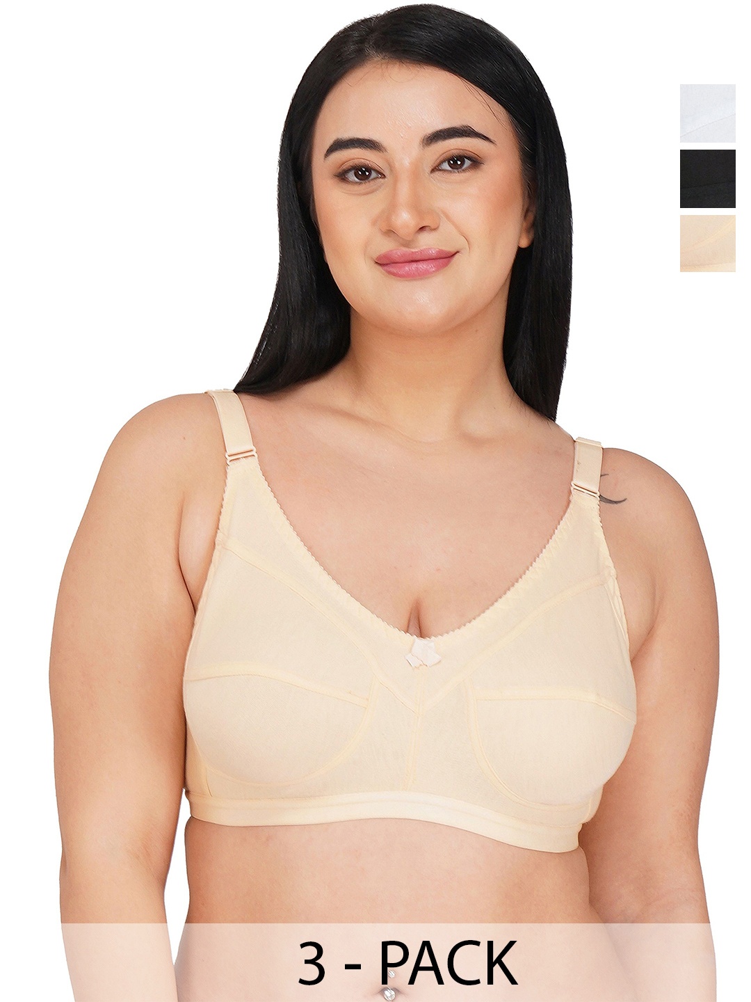 R Cube Pack Of 3 Full Coverage Non Padded Cotton Everyday Bra With All Day Comfort, Black
R Cube Pack Of 3 Full Coverage Non Padded Cotton Everyday Bra With All Day Comfort, Black