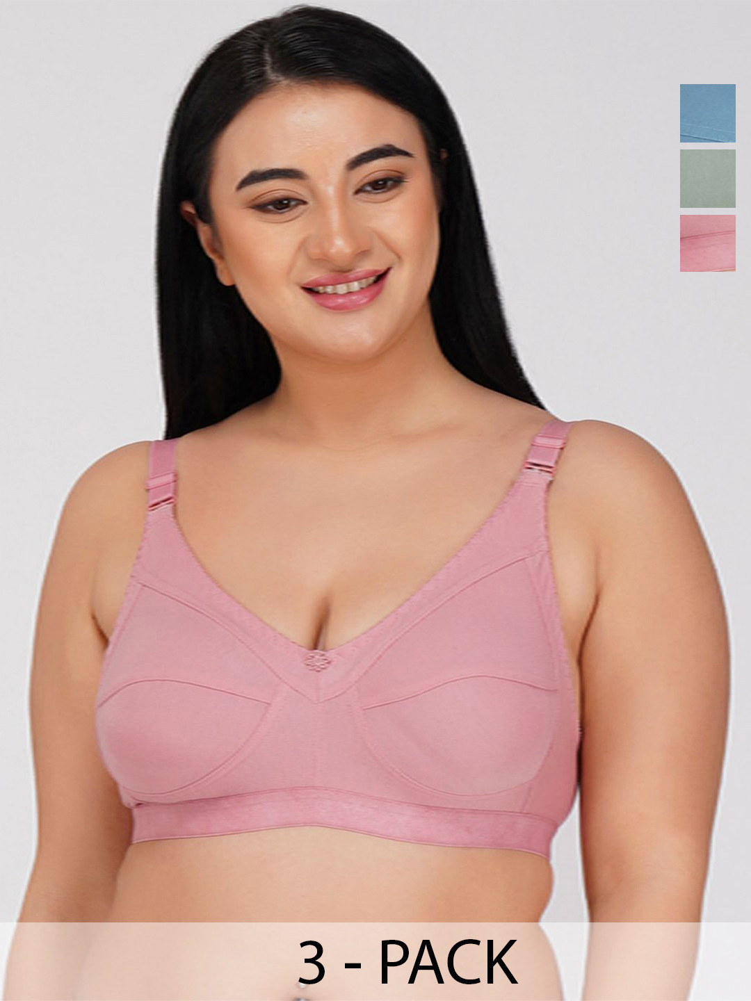 R Cube Pack Of 3 Full Coverage Non Padded Cotton Everyday Bra With All Day Comfort, Green
R Cube Pack Of 3 Full Coverage Non Padded Cotton Everyday Bra With All Day Comfort, Green