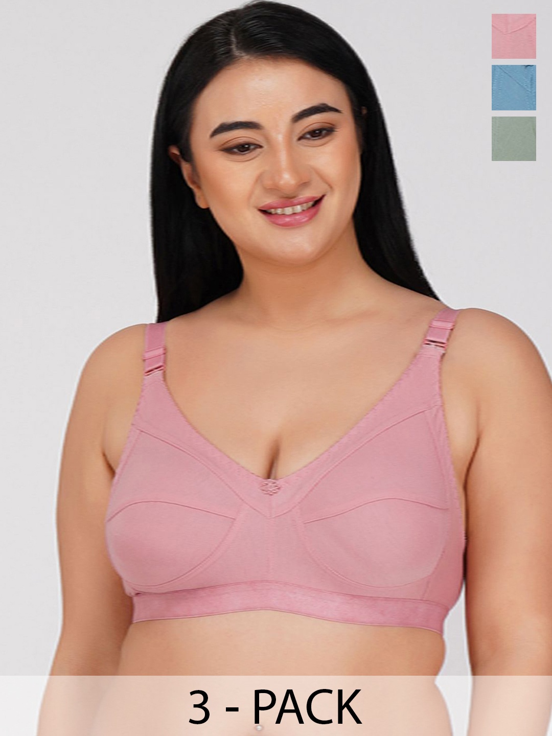 R Cube Pack Of 3 Full Coverage Non Padded Cotton Everyday Bra With All Day Comfort, Grey
R Cube Pack Of 3 Full Coverage Non Padded Cotton Everyday Bra With All Day Comfort, Grey