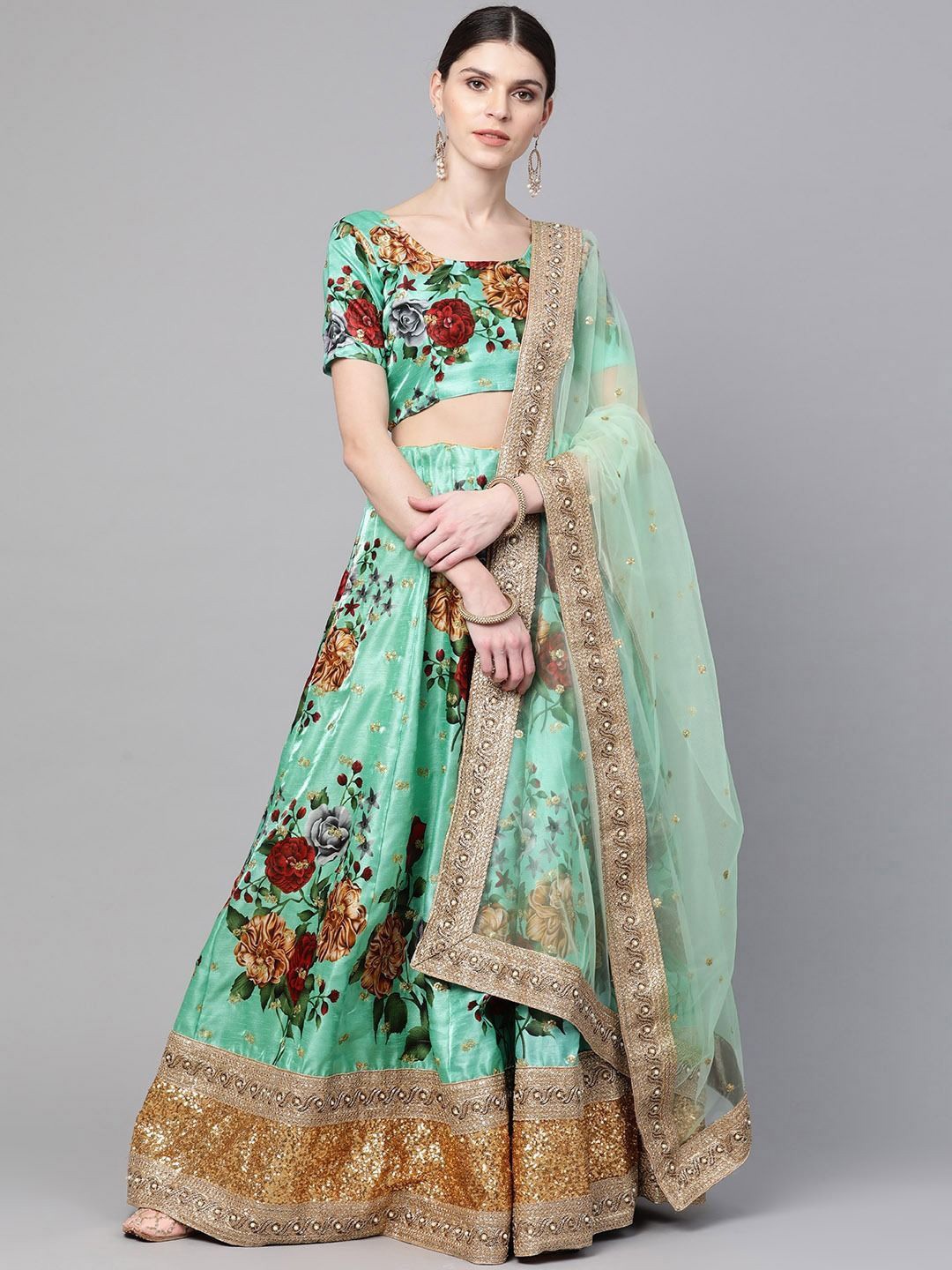 Zeel Clothing Printed Sequinned Semi-Stitched Lehenga & Unstitched Blouse With Dupatta, Green
Zeel Clothing Printed Sequinned Semi-Stitched Lehenga & Unstitched Blouse With Dupatta, Green