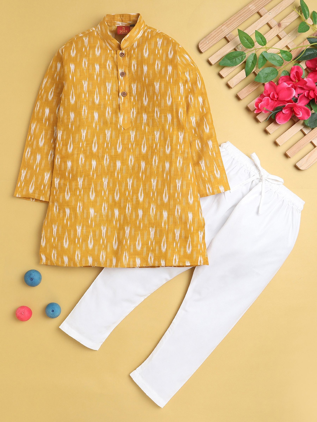 Jeetethnics Boys Ethnic Motifs Printed Mandarin Collar Regular Straight Kurta with Pyjamas, Yellow
Jeetethnics Boys Ethnic Motifs Printed Mandarin Collar Regular Straight Kurta with Pyjamas, Yellow